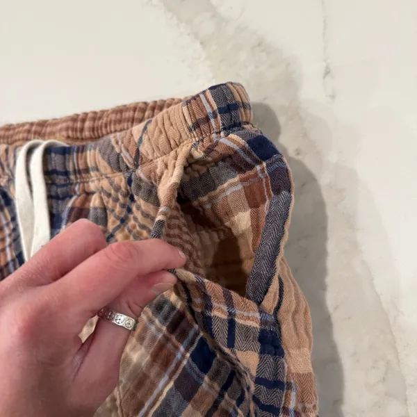 Aerie Soft Gauze Plaid Pajama Jogger Pants Womens Small Regular Brown/Tan Lounge - Image 5