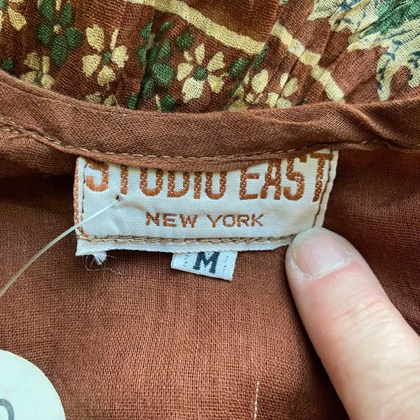 Studio East Cotton Boho Relaxed Prairie Peasant Sleeveless Brown Dress M - Image 5
