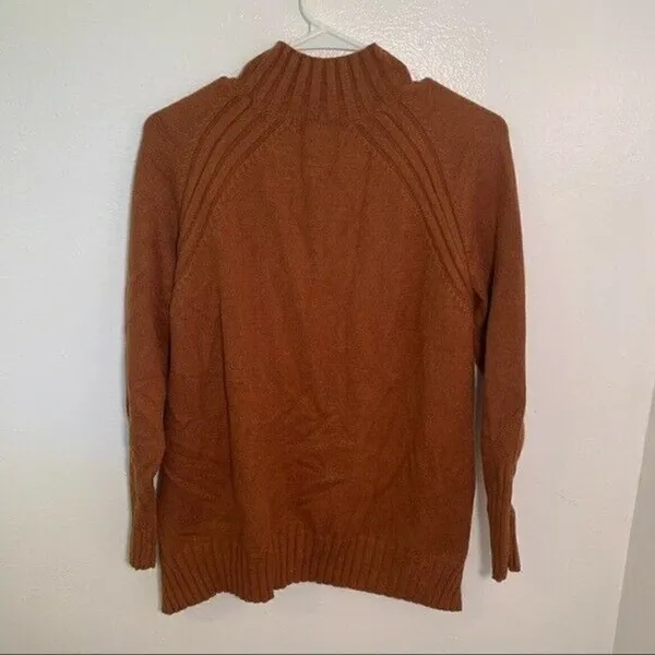 7Modifier‎ Mock Neck Sweater Tan Rust Ribbed Front Brown - Image 7