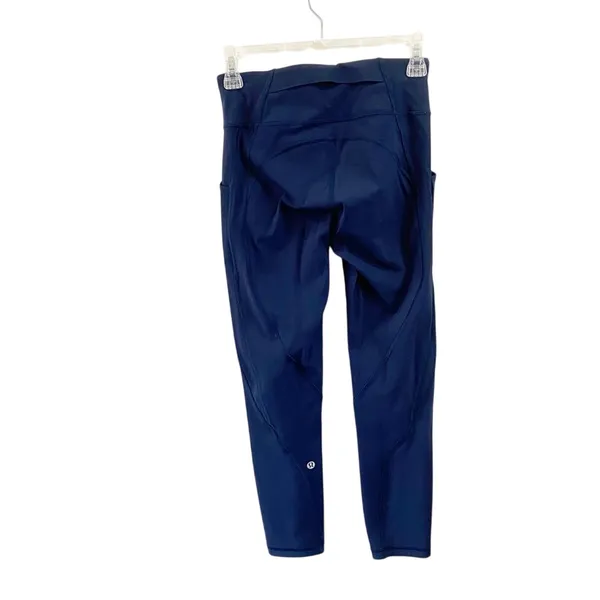 Lululemon‎ Time To Sweat Crop 23" Navy Blue Leggings Sz 4 - Image 3