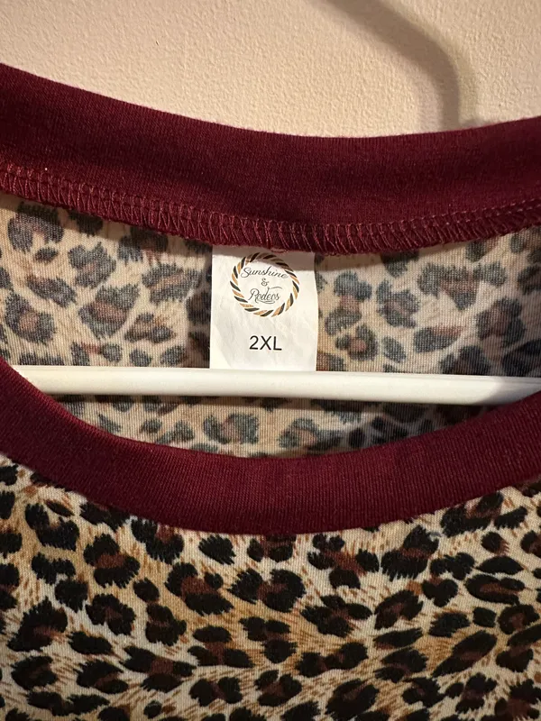 Burgundy And Leopard Top Multi Size 2X - Image 2