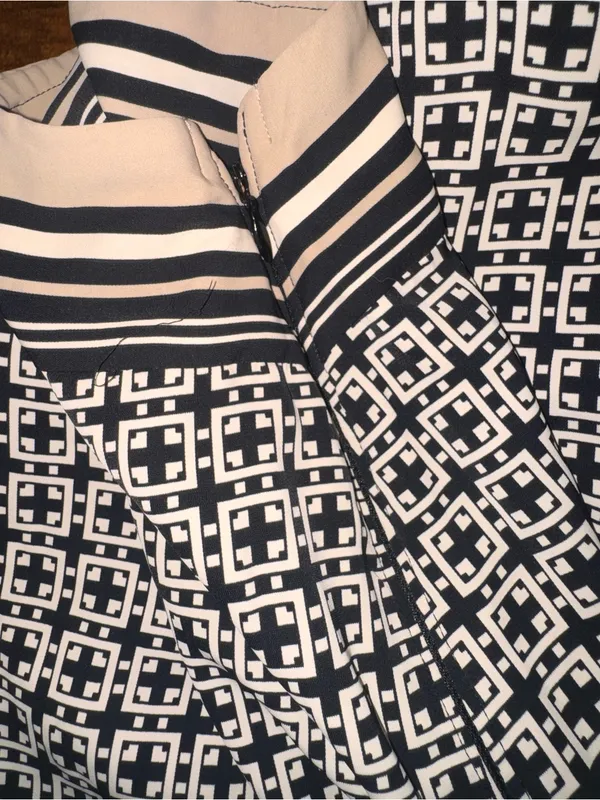 A&F One-Shoulder‎ Black and White Patterned Midi Dress - Image 6