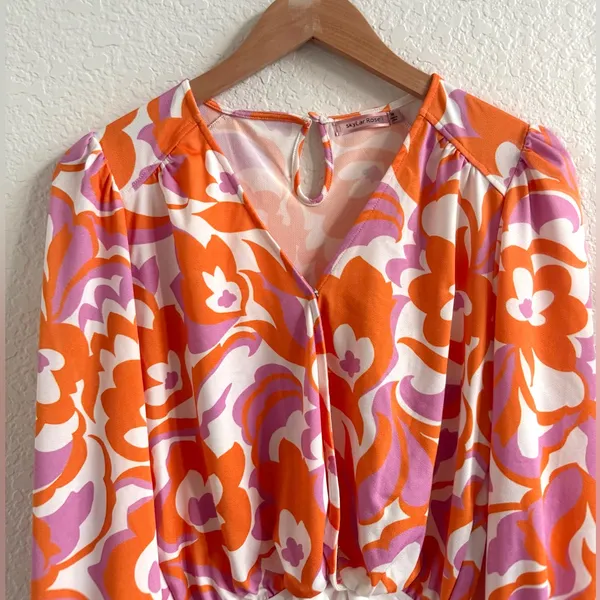 ASOS Skylar Rose Floral‎ Orange and Pink Top Bodysuit Size M - Image 2