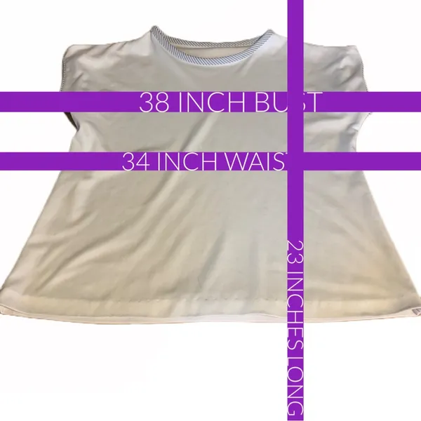 Vintage 1980'S White With Gray Accents Cap Sleeve Knit Tee Shirt (S) - Image 8