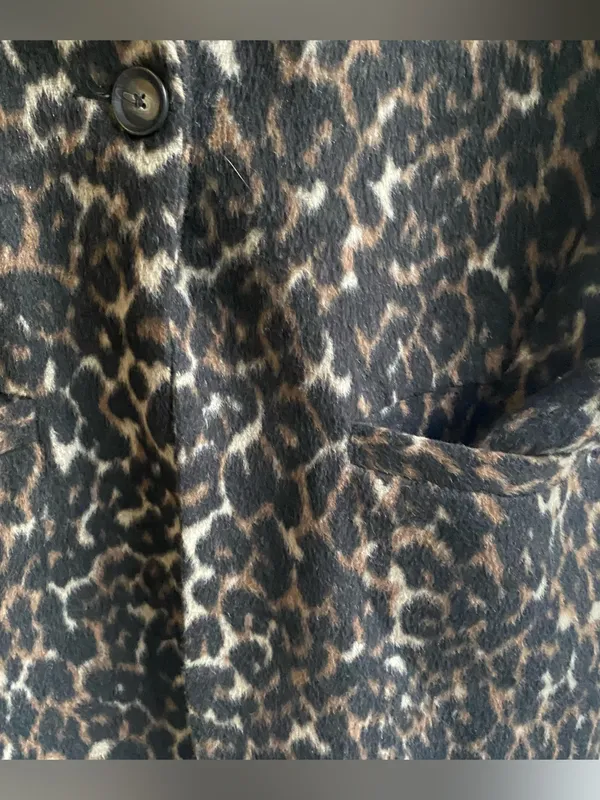 Dip wool blend dress coat leopard animal print fall winter midi length over coat - Image 3