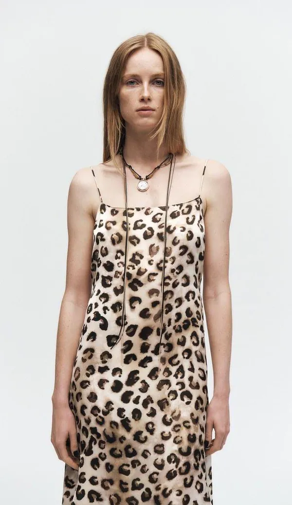 Zara maxi dress Satin animal print leopard cheetah flowy casual summer - Image 14