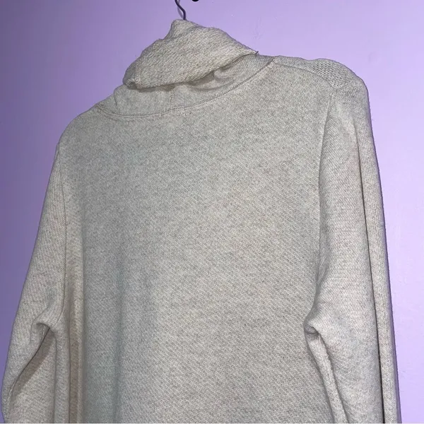 J Crew Cowl Neck Sweater Women L Wool Blend Neutral Coastal Pocket Preppy Knit - Image 9