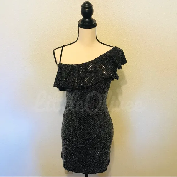 Lush Metallic Dot One-Shoulder Body-Con Dress - Image 2