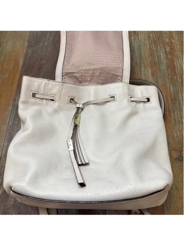 Kate Spade Beige Leather Backpack Purse - Image 3