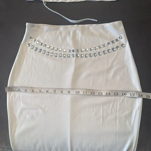 Women’s White Sparkly BodyCon 2 Piece Party Club Outfit Size M NEW *READ - Image 9