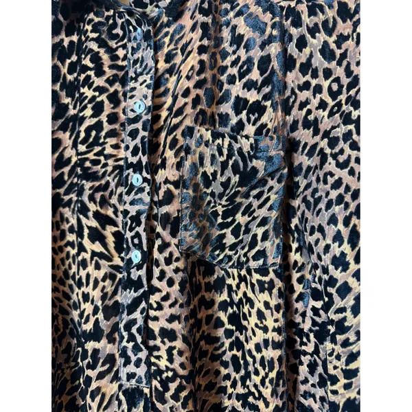Tuckernuck Leopard Print Burnout Ruffle‎ Hem Shirt Dress XS Brown - Image 7
