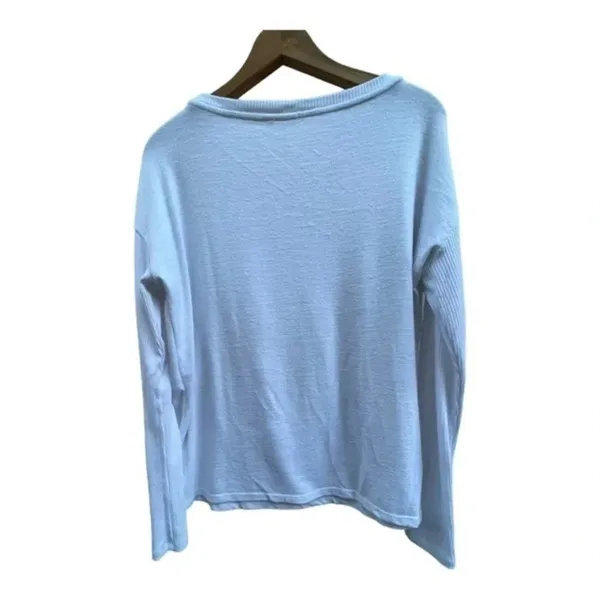 Gap white‎ long sleeve lightweight crewneck sweater ribbed sleeves size medium‌ - Image 3