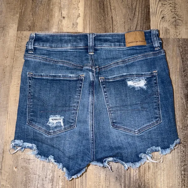 American Eagle Women’s Super High Rise Shortie Denim Floral Pocket Shorts-Sz 2 - Image 3