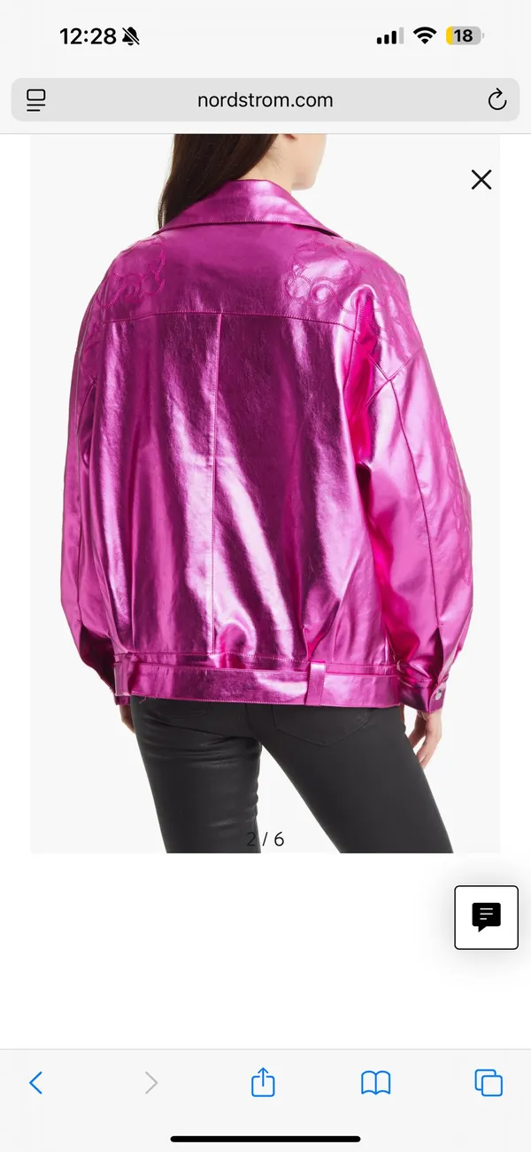 Akira Azalea Wang Pink Metallic Faux Leather Moto Jacket - Image 2