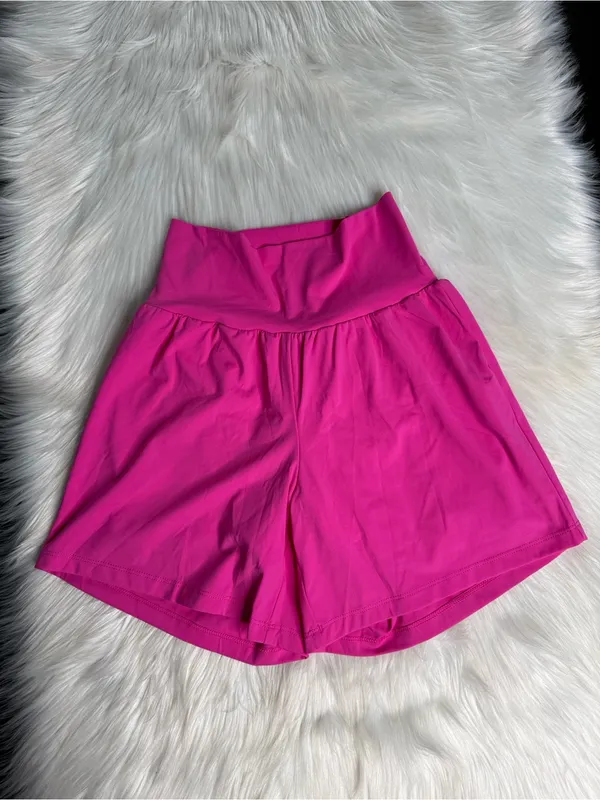 Halara Pink High Waist 2 in 1 Yoga Shorts with Pockets NWT S Long - Image 2