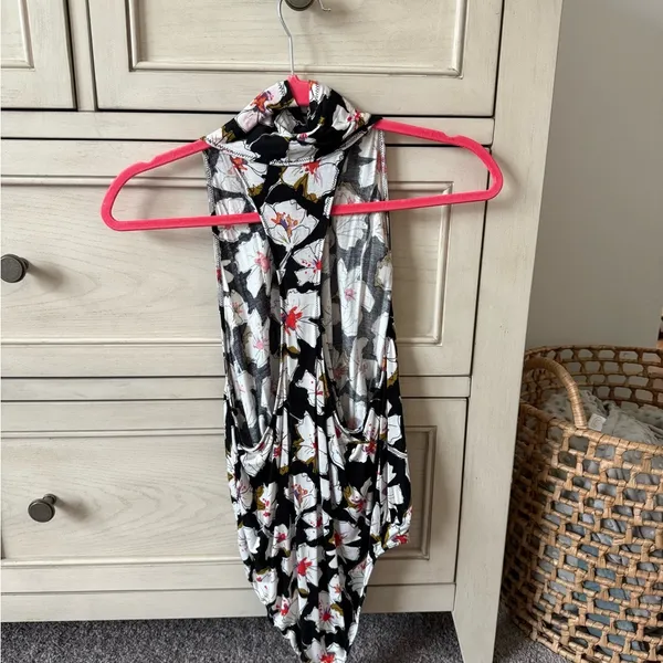 Free People Black Floral Bodysuit - Image 3
