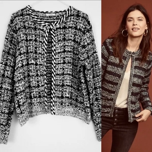 Sioni Tweed Boucle Knit Cardigan Sweater Blazer Women's Size Small - Image 2