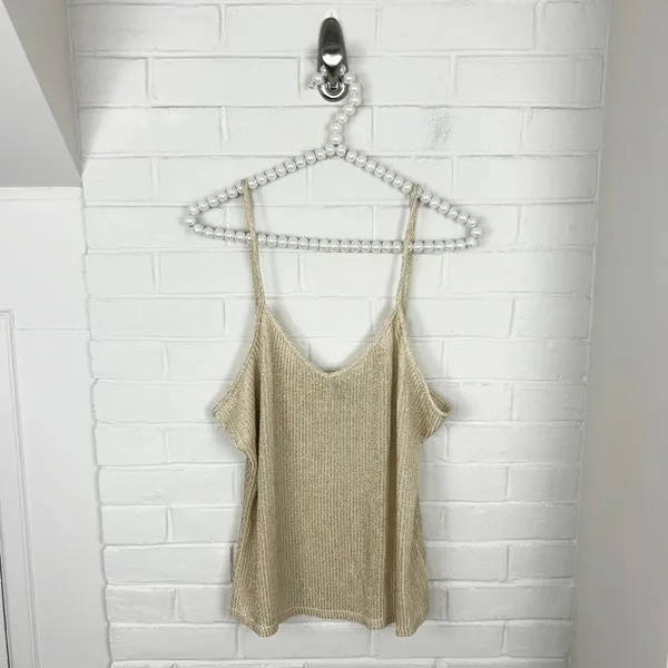Fredrick’s Of Hollywood Gold Ribbed Shimmer Tank Top Size 3X - Image 2