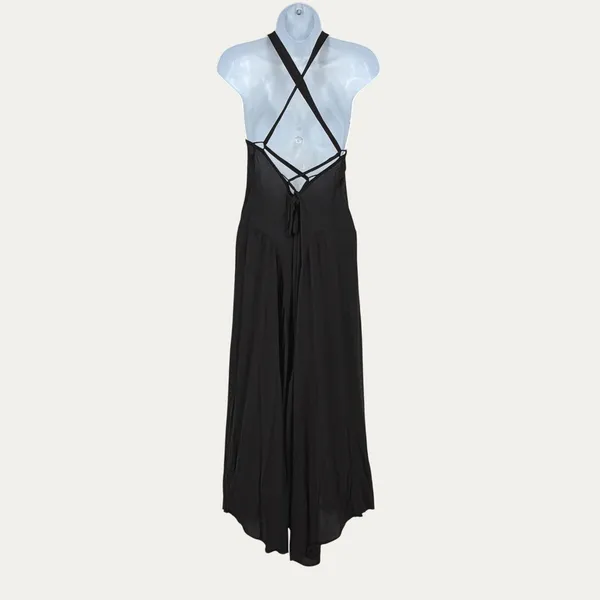 Ecote Urban Outfitters UO Black Strappy Open‎ Back Maxi Dress S High Low Whimsigoth - Image 2