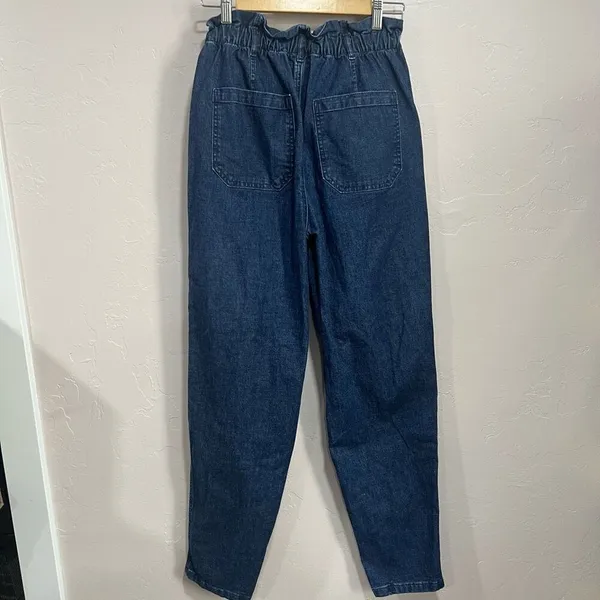 Gap Jeans Womens 6T Blue Denim Paperbag Regular Fit Elastic Waist Pull On - Image 4