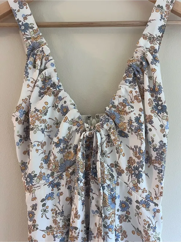 Abercrombie Cinched Neck Slip Midi Floral Dress - Wedding Guest / Occasion - XSP - Image 5
