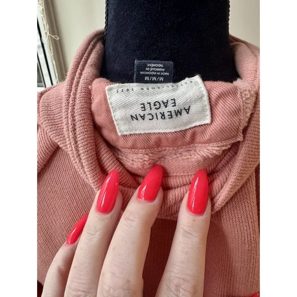 American Eagle Women's Pink Mock Neck Button Sweater Long Sleeve M - Image 5