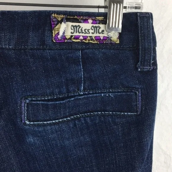 Miss Me Dark Blue Flair Wide Leg Low Rise Jeans 27 - Image 6