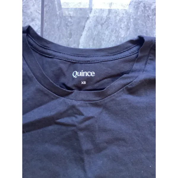 Quince NWOT Black Cotton Modal Crew Neck Swing Tee Shirt XS HFMCOL006 - Image 2