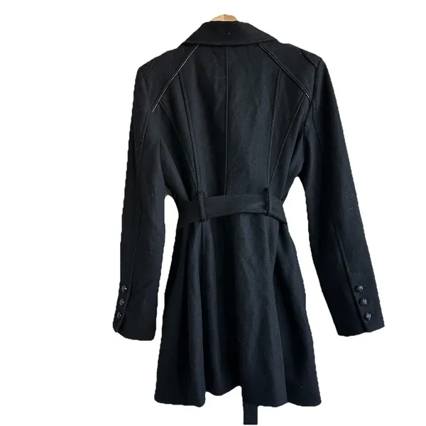 Guess Pea Coat y2k Black Wool Blend Tweed Preppy Capsule Large - Image 2