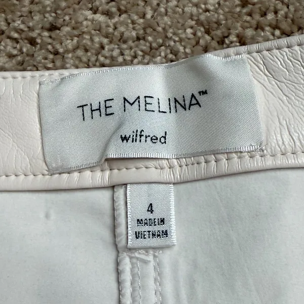Wilfred Aritzia The Melina Faux Leather Wide Leg Pants‎ Cream Size 4 - Image 2