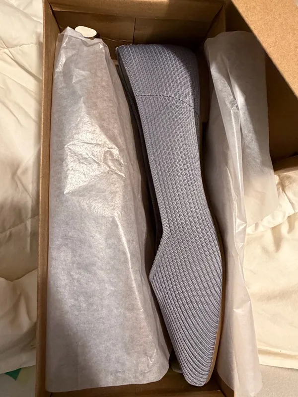 Ballet Flats Gray Women’s 11 Comfort Slip On Ribbed Knit Pointed Toe Grey FCT - Image 2