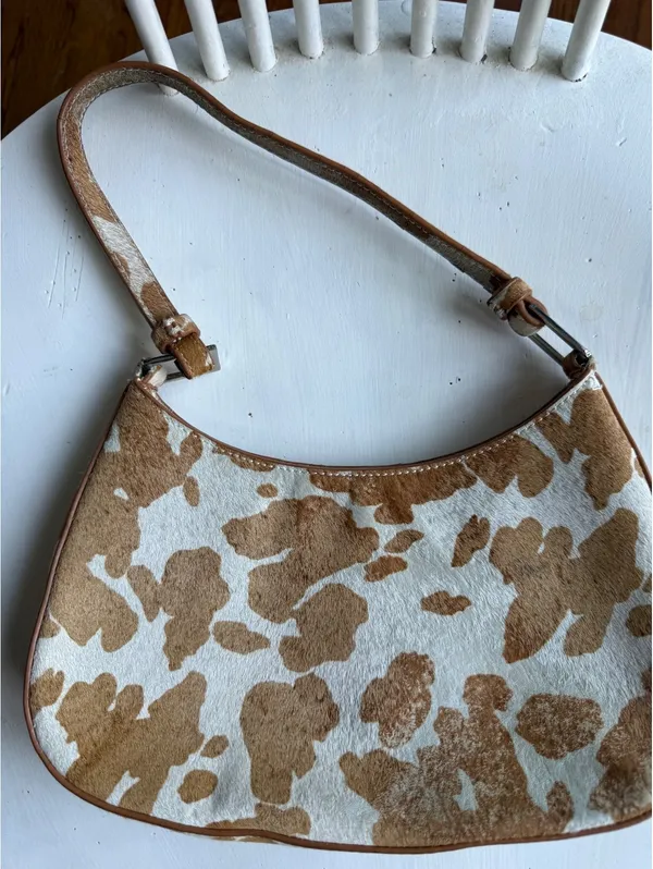 Urban Outfitters Brown and White Cow Print Shoulder Bag - Image 2
