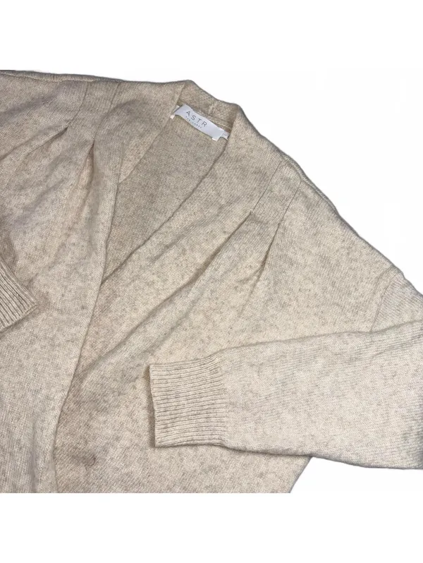ASTR The Label $80 Wool Tri-Blend Woman’s Large Beige Pleated Wrap Sweater S - Image 2