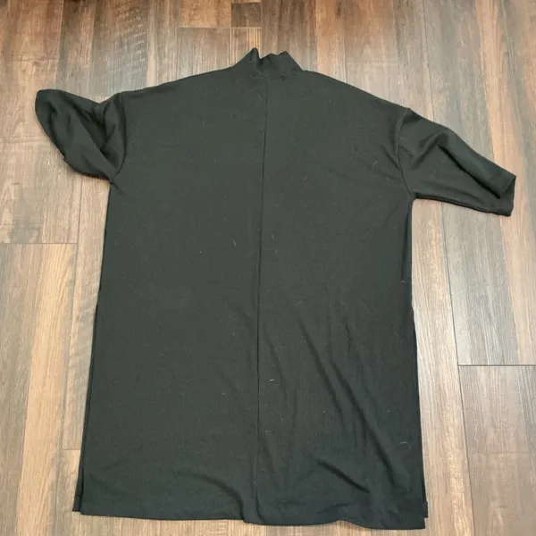 Dressed In Lala Black Ribbed Mock Neck Tunic Top Oversized Short Sleeve Small - Image 6