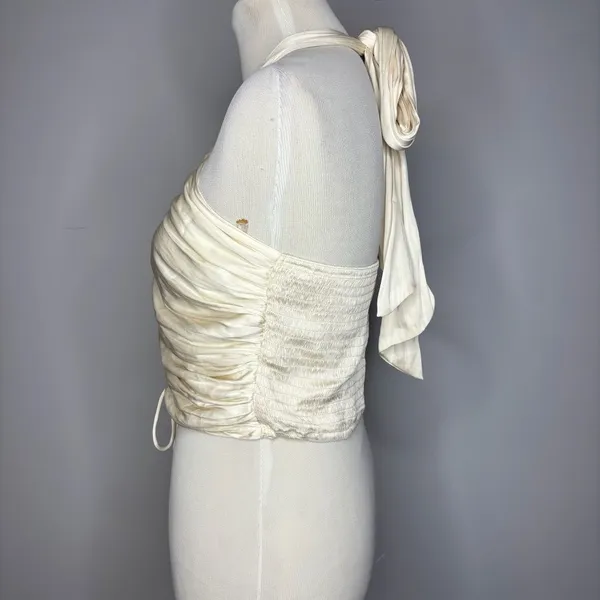 Blush- White Halter Top w/ Center Tie - Image 3