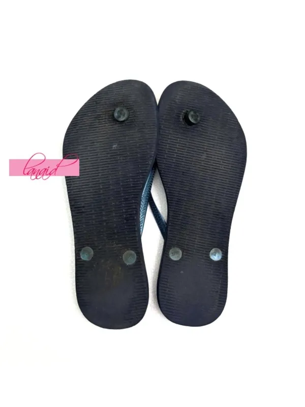 Havaianas Slim Crystal Peace Flip Flops Marine Hippie Sparkly Flats Thong Sandal - Image 5