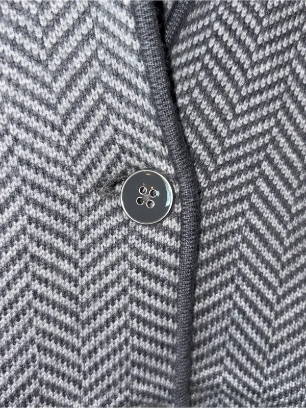 Talbots Merino Wool Sweater Jacket Womens Sz Small Gray Herringbone Office Work - Image 3