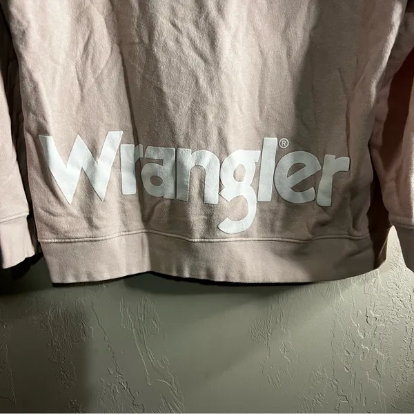 Wrangler Retro Soft Pink Spell-out‎ Kangaroo Pocket Pullover Hoodie - Image 7