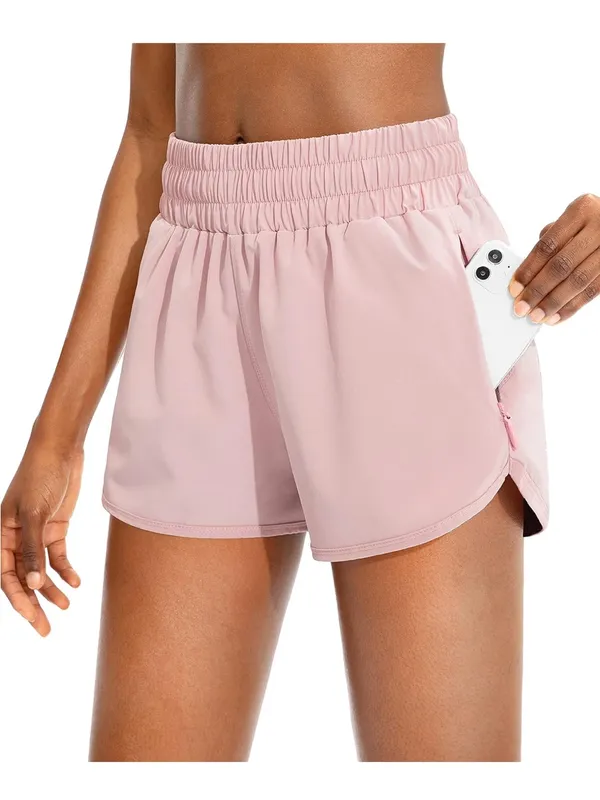 Light Pink Women’s Athletic Shorts with Elastic Waistband - Image 2