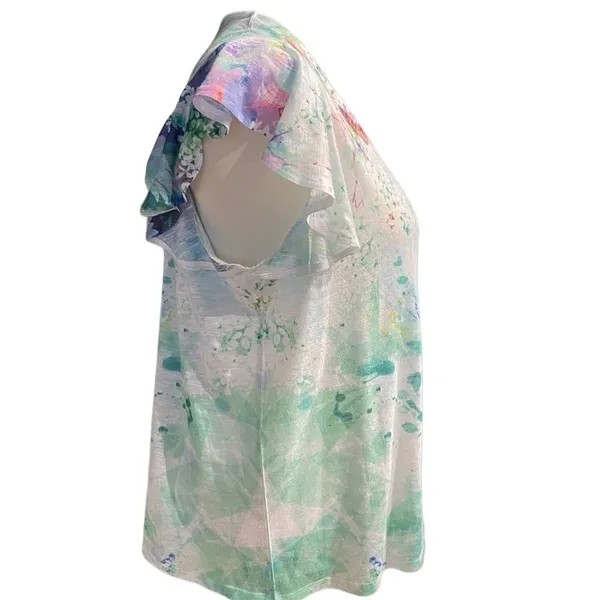 Time & True Floral V Neck Multicolor Shirt Sleeve Tee 2X NWOT - Image 2
