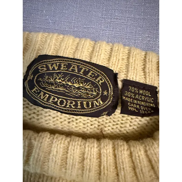 Sweater Emporium Vintage Wool‎ Blend Crewneck Sweater Yellow Womens Medium - Image 2