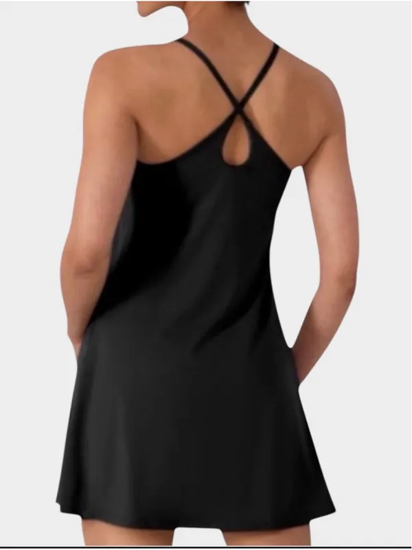 Size M Halara Plush Backless Active Dress Easy Peesy in Black - Image 2