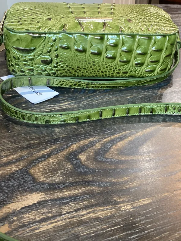 Brahmin Danica Olive Green Melbourne Ombre Croc-Embossed Leather Crossbody Bag - Image 5