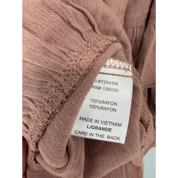 Love Tree‎ Tiered Mini Skirt Womens Large Mauve Brown Smocked Ruffle Boho - Image 3