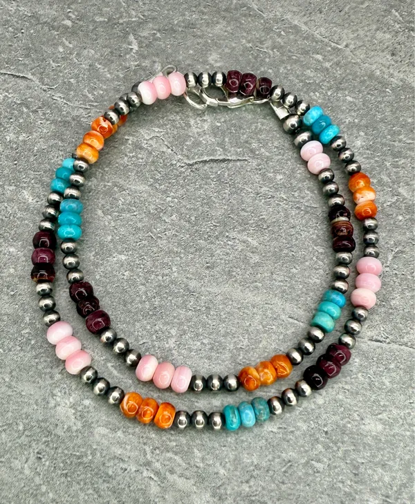 Handmade 15” Navajo Style Sterling Silver Pearls Choker - Image 2