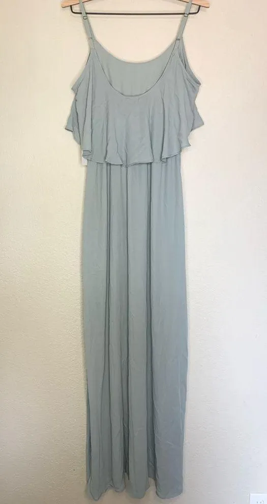 NWT Show Me Your Mumu Caitlin Ruffle Maxi Dress Silver Sage Green Size S - Image 5