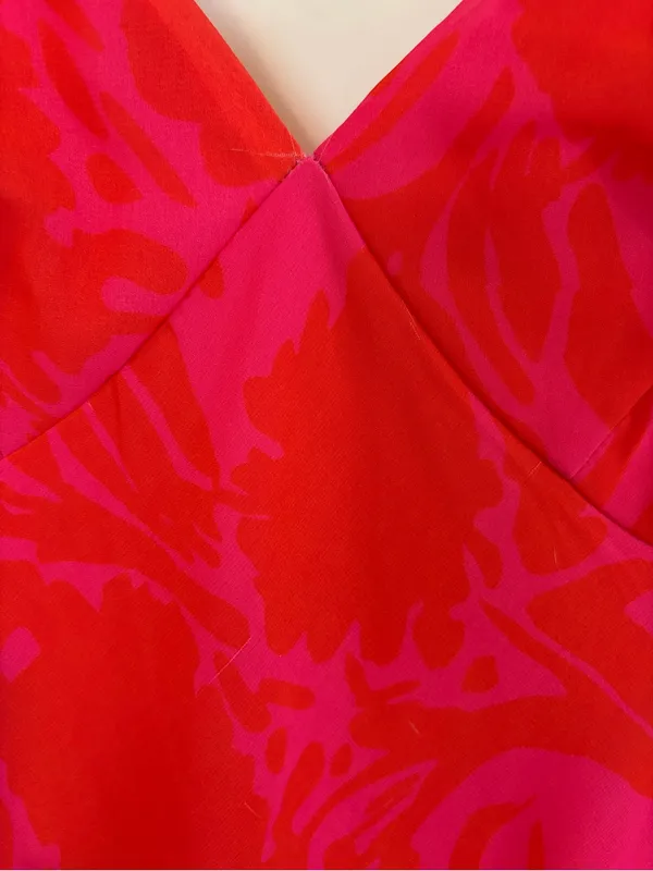 Showpo Jodie Midi Dress. Size: 12. V-Neck Slip Dress in Pink Floral. - Image 11