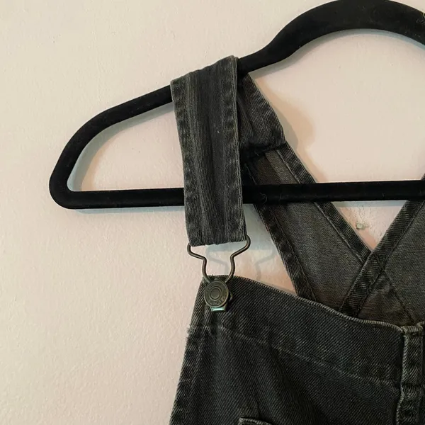 We The Free Gray Black Ziggy Overalls 90s Retro Casual Boho Cotton Women size XS - Image 4
