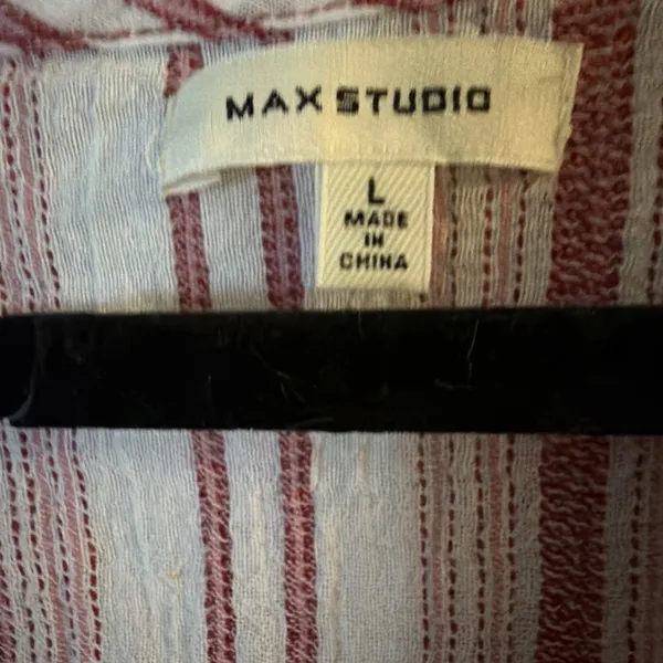 Max Studio Stripe Tie Front Cotton Blend Dress Red Women’s L - Image 5