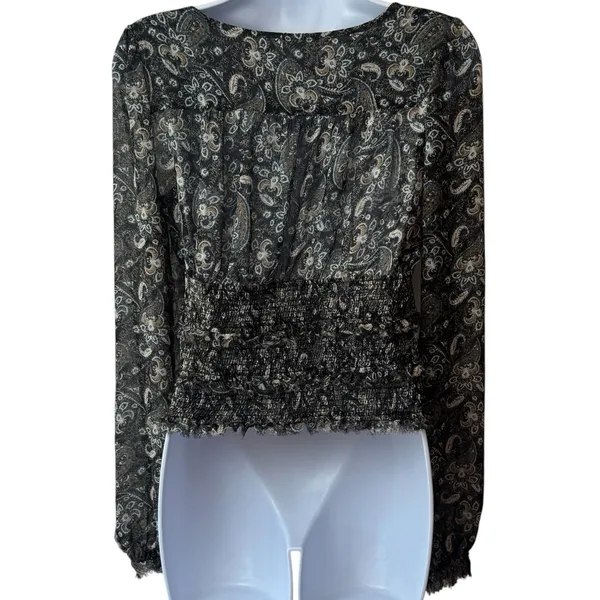 Free People Lolita Peasant Blouse Dark Floral Combo Milk Maid Dark Romantic S - Image 6